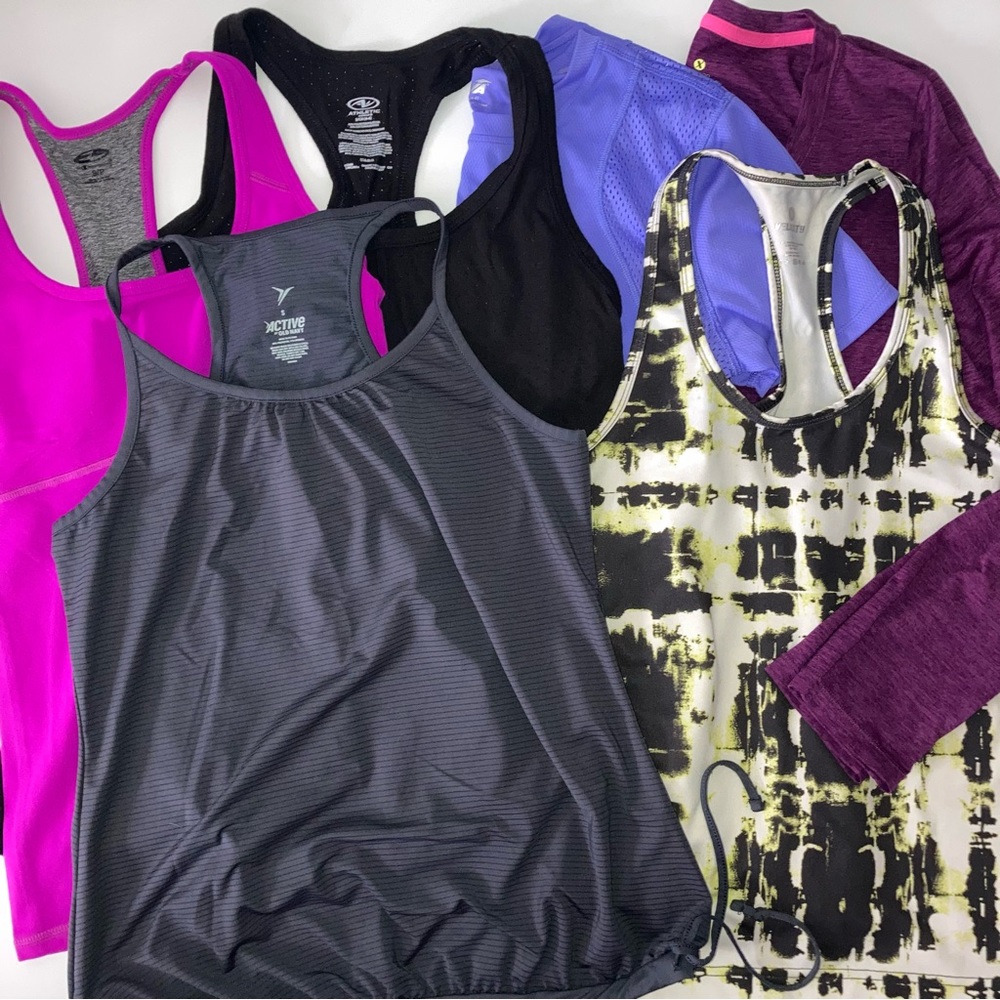 Lot of 6 Size Small Athletic/Active Shirts - Tank Tops, Tee, Long Sleeve